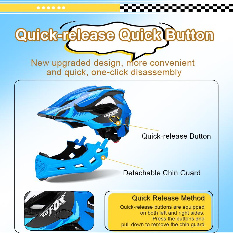 BATFOX 어린이 풀 페이스 자전거 헬멧 분리형 사이 - Sports Equipment Stores 리뷰 및 가격