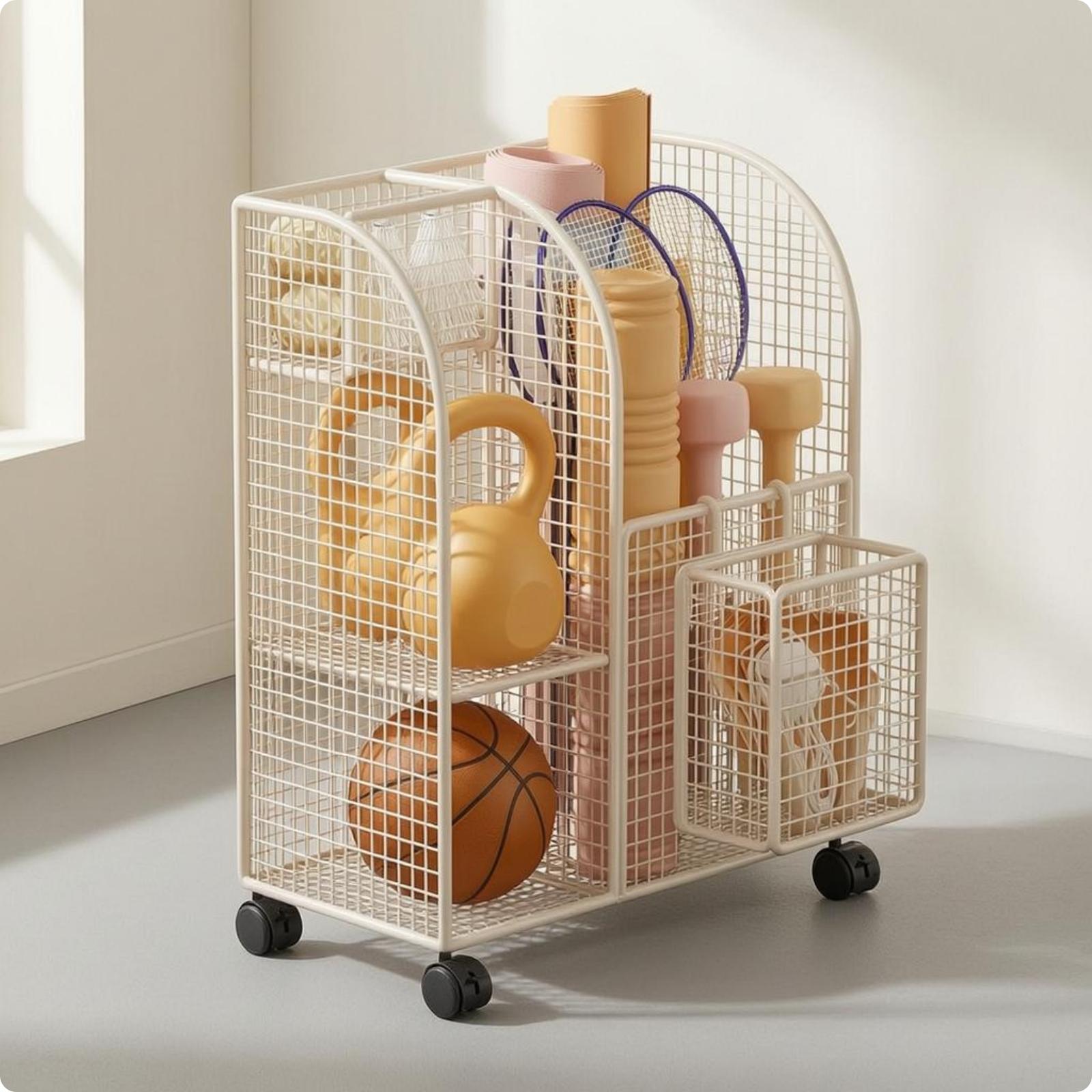 다용도 금속 와이어 수납 카트 (스포츠 용품 및 요가  - Sports Equipment For Home 리뷰 및 가격
