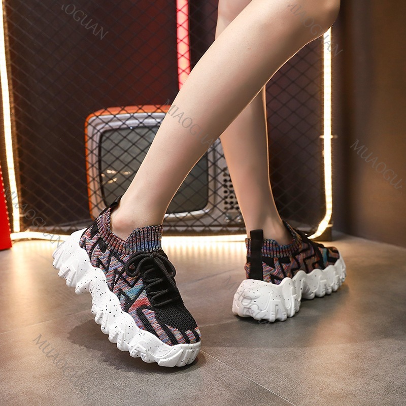 여성 청키 스니커즈 통기성 니트 두꺼운 바닥 미끄럼 방 - Sports Equipment For Running 리뷰 및 가격